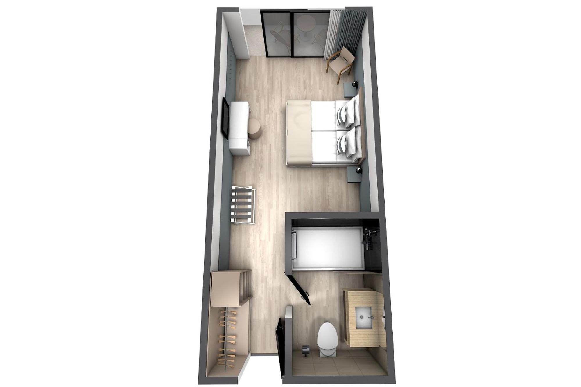 Zweibettzimmer mit Poolblick