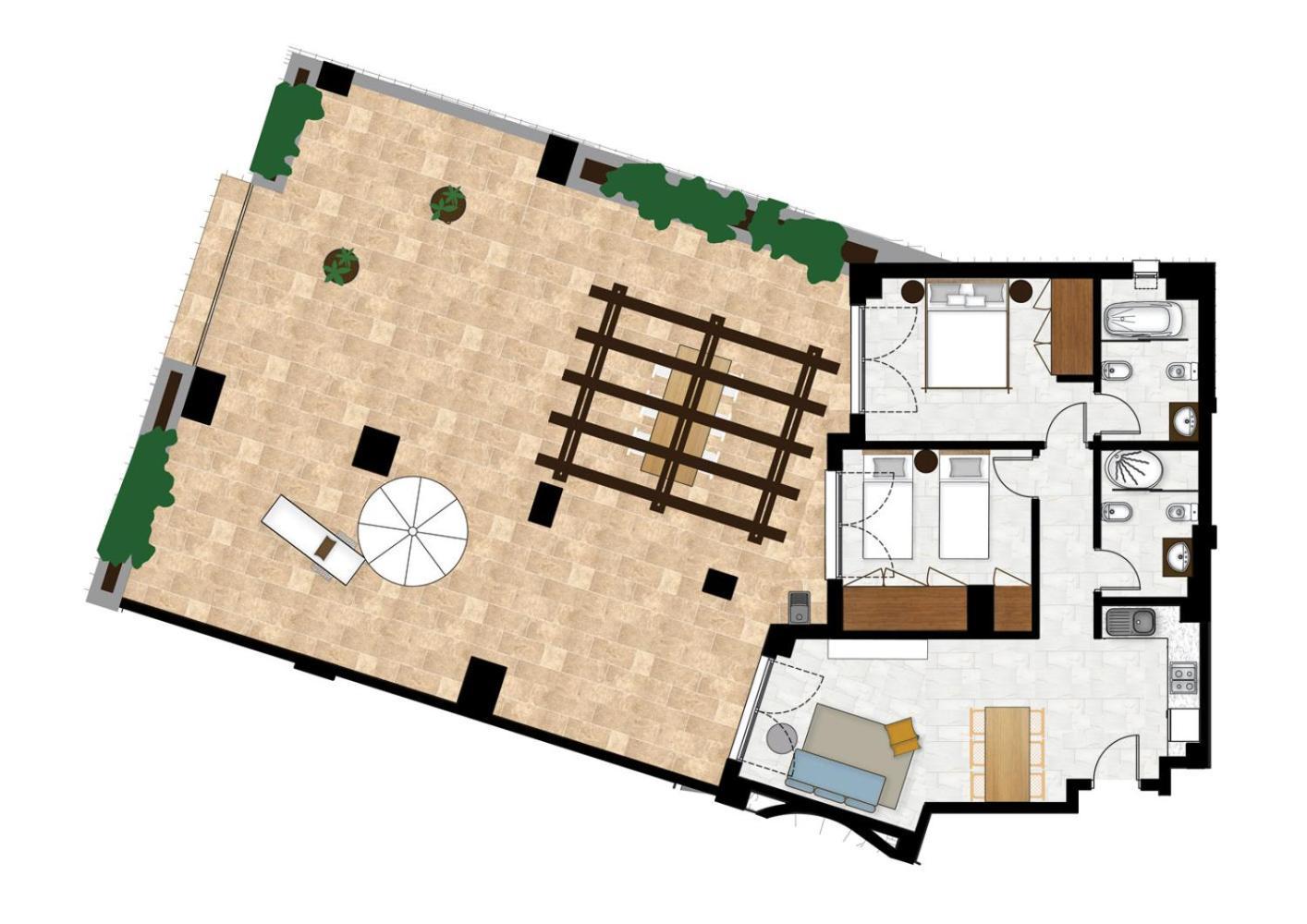 Panorama Apartment mit 2 Schlafzimmern