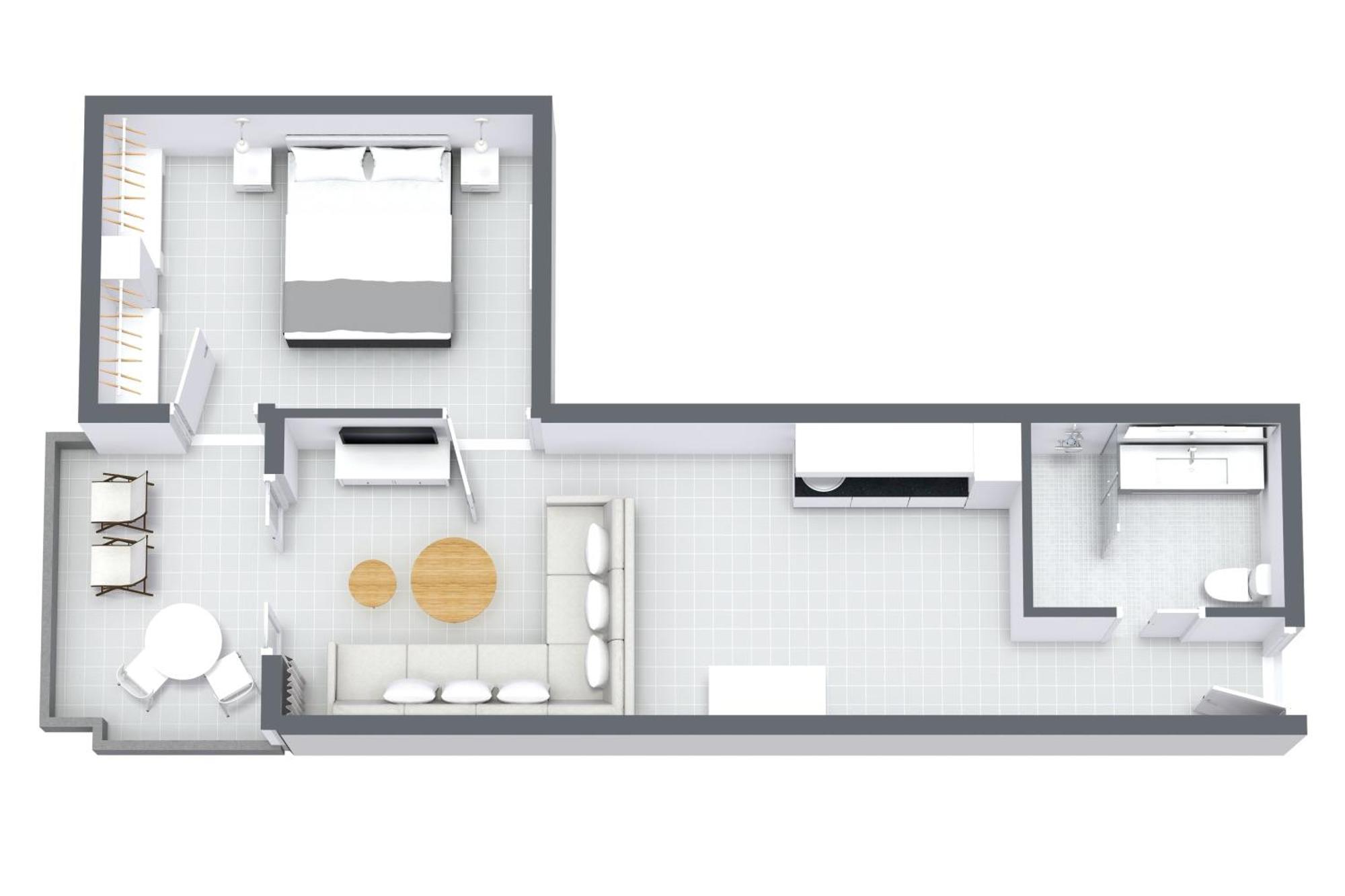 Apartment mit 1 Schlafzimmer, Meerblick und Balkon